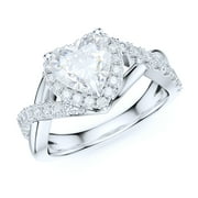 Sterling Silver Split Shank Fancy Infinite Heart Shape Simulated Diamond Halo Ring Promise Ring Engagement Ring (10.5)